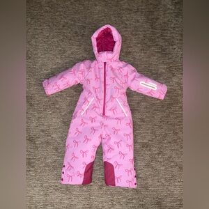 ZARA WATER RESISTANT AND WINDPROOF BOWS LONG JUMPSUIT - Pink Bows - Size 5 Years